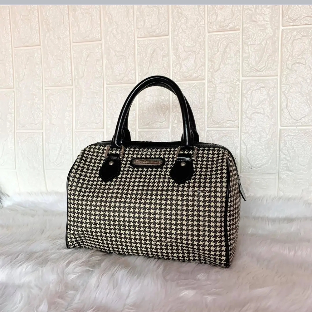 Ralph Lauren Houndstooth Boston Bag NWOT